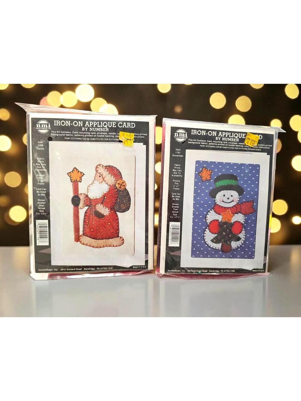 NeedleMagic Iron‑On Applique Kits 2‑Pack – Santa & Snowman – NOS - USA